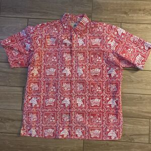 Vintage Reyn Spooner Red & White Hawaiian Pullover Shirt Size XL